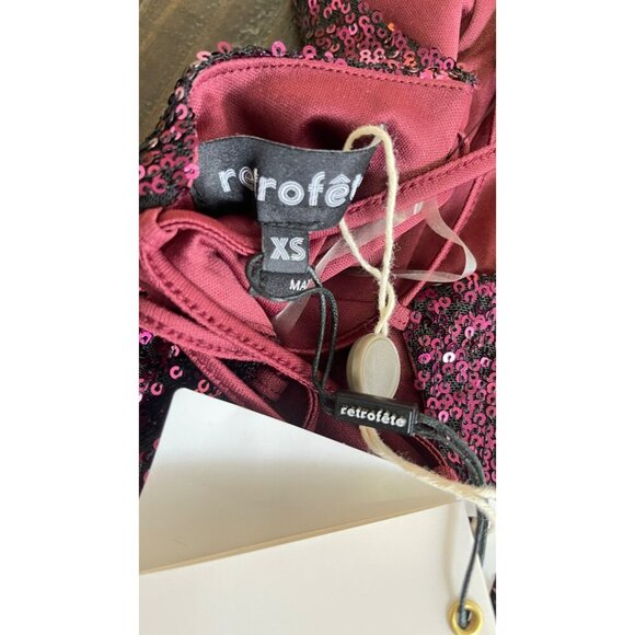 Retrofete $966 Sequin Violet Asymmetrical Tie Back Maxi Dress Sz XS NWT - Picture 9 of 12